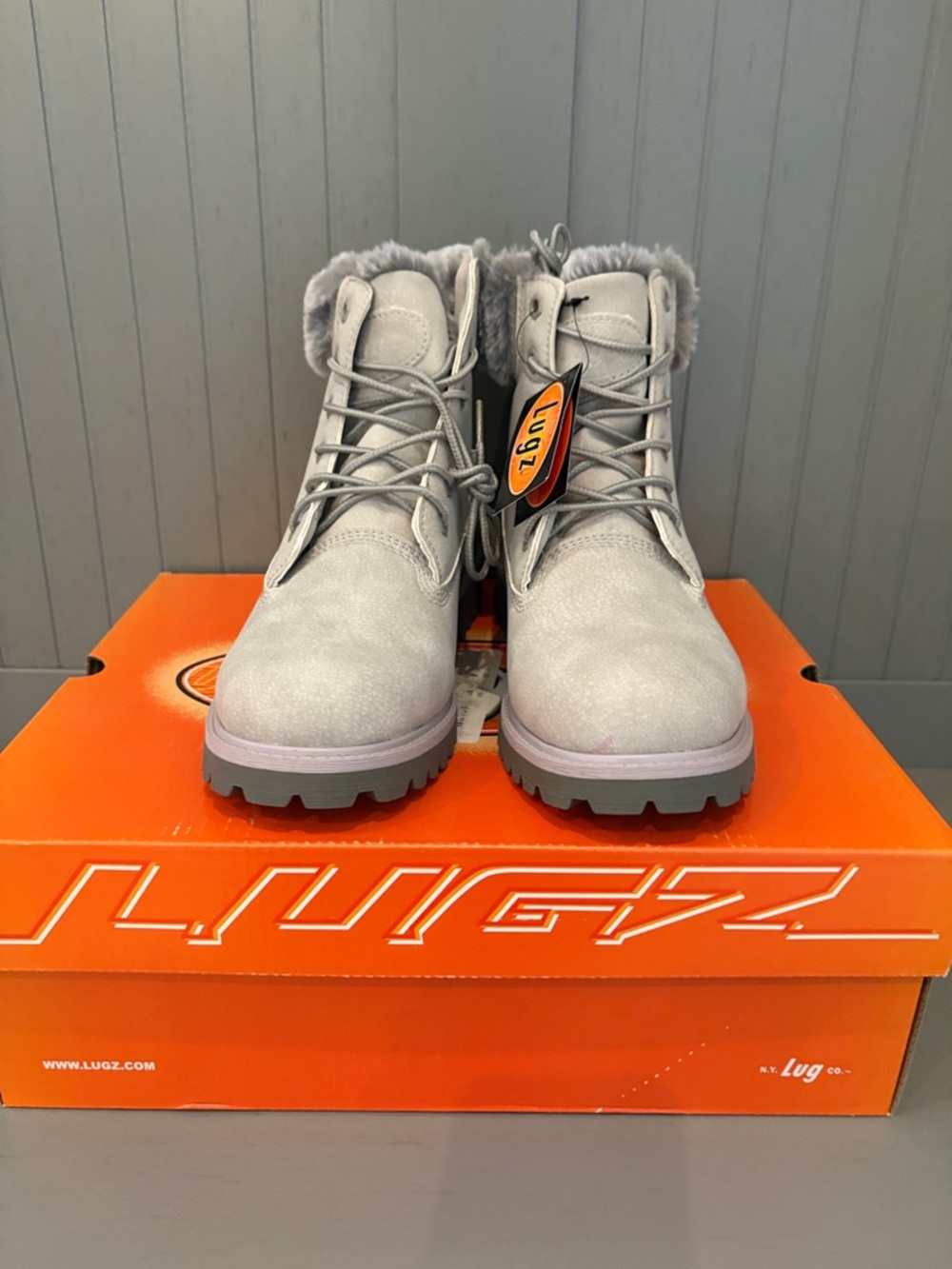Lugz Gray Faux Fur Lace-Up Winter Boots